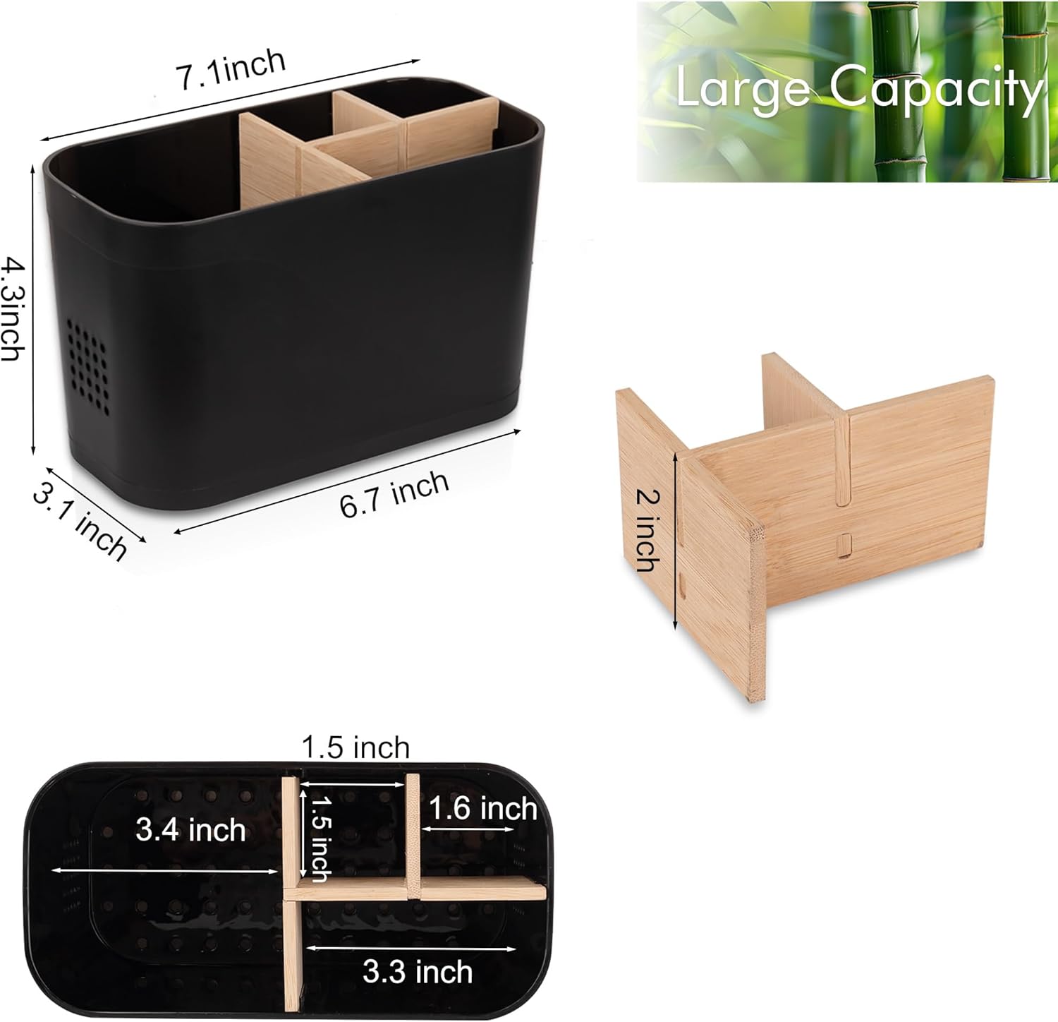 4-slot bamboo toothbrush holder