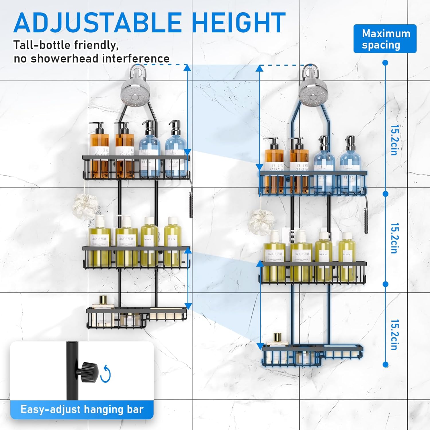 Amawarm Extra Large Hanging Shower Caddy 3 Tier
