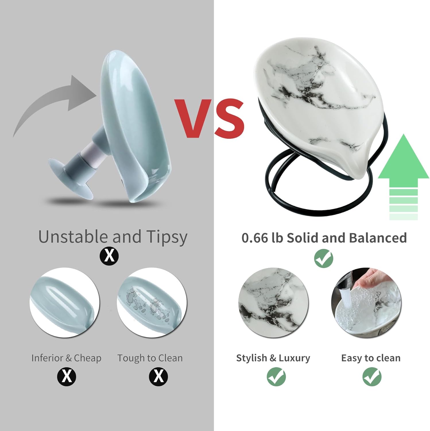 Dobbyby Leaf-Shaped Ceramic Soap Dish with Self-Drain