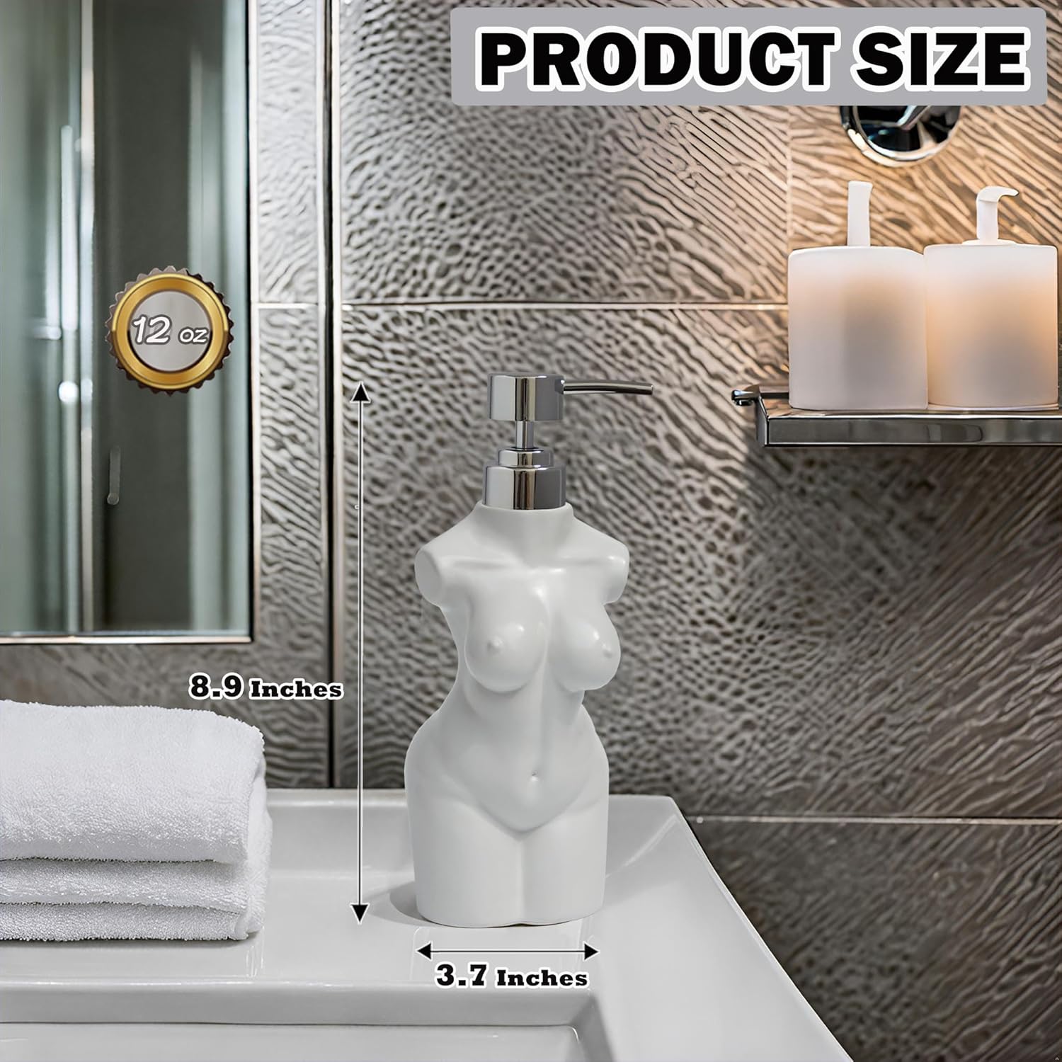 Ceramic Girl Soap Dispenser Refillable for Bathroom and Kitchen