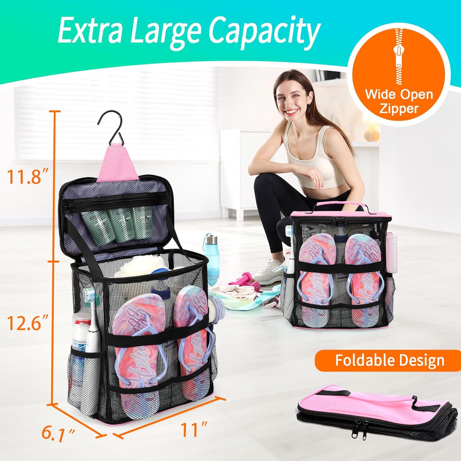 Effortless Mesh Shower Caddy for Girls