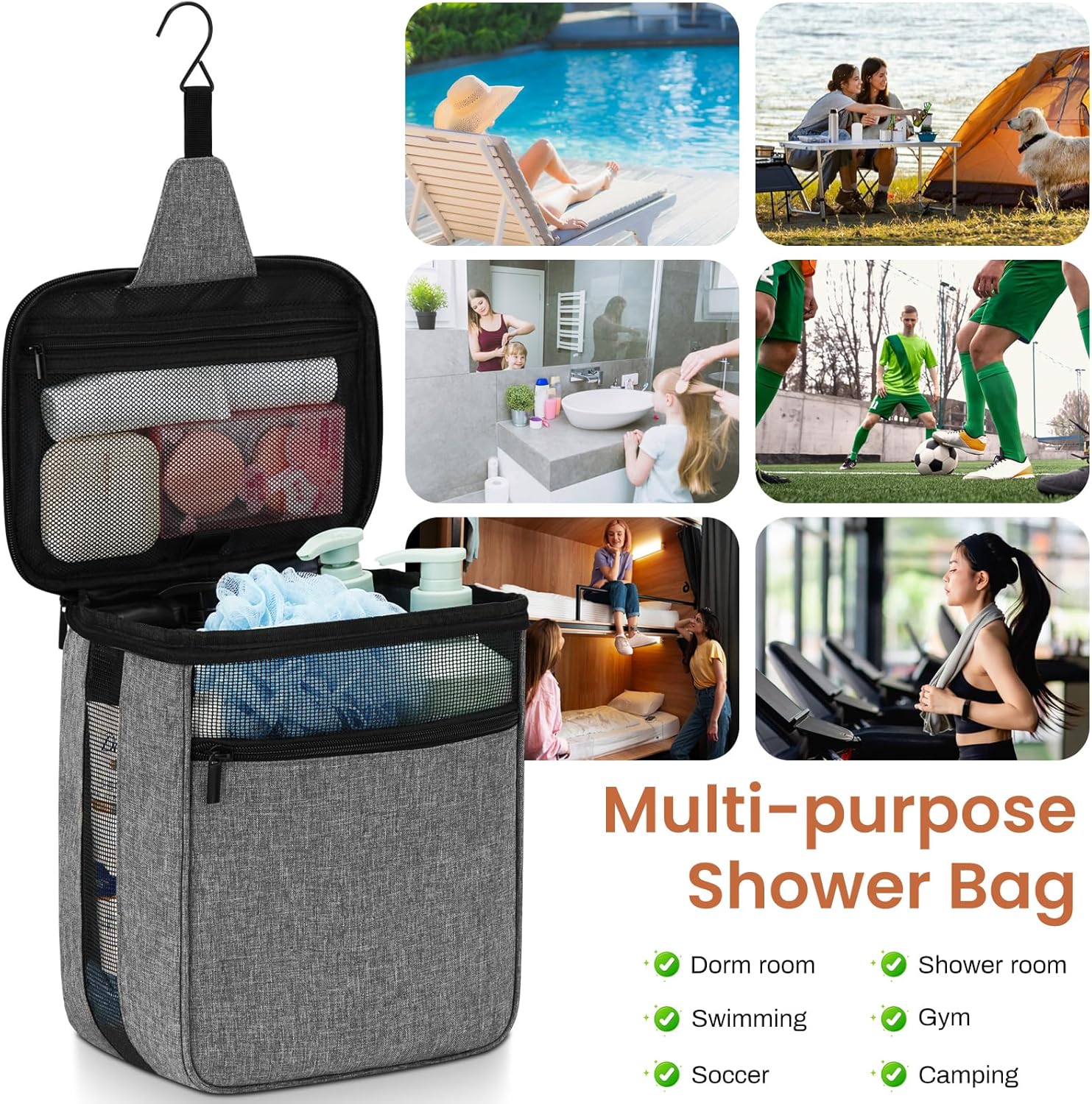 Versatile Portable Mesh Shower Caddy for Men Women