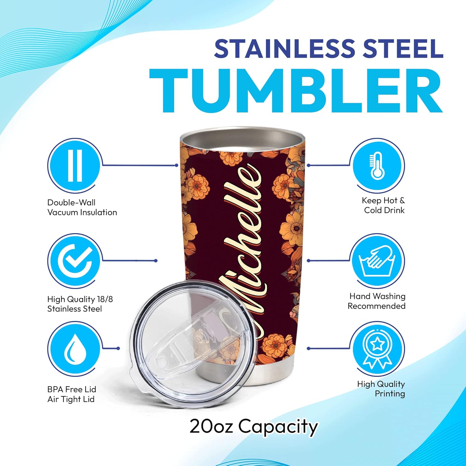 Hyturtle - Personalized Dog Tumbler - Stainless Steel Dog Lovers Gift for Women Kids