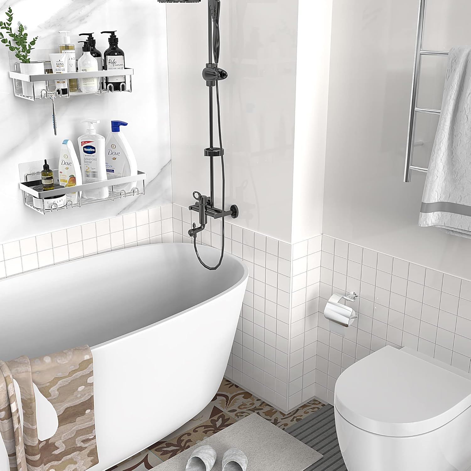 Moforoco Simple Black Organizer for Your Bathroom