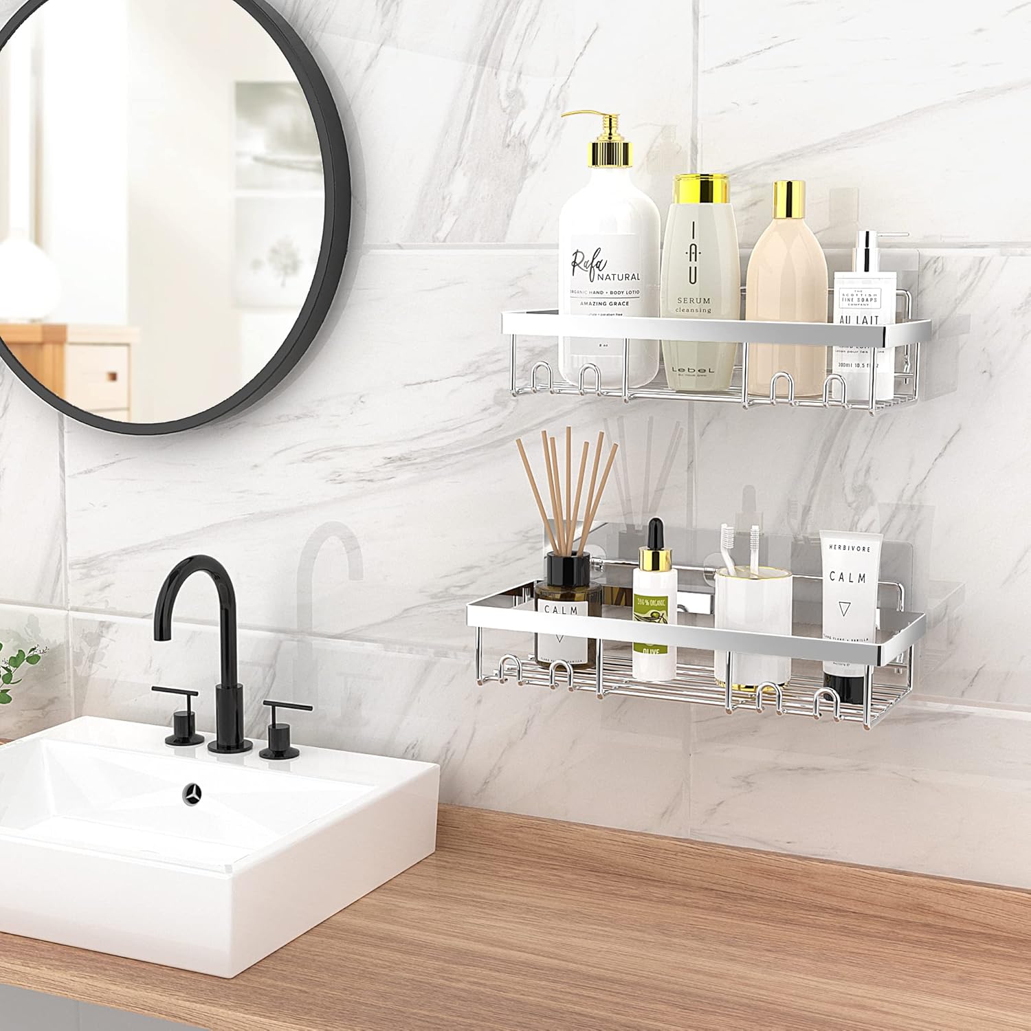 Moforoco Simple Black Organizer for Your Bathroom