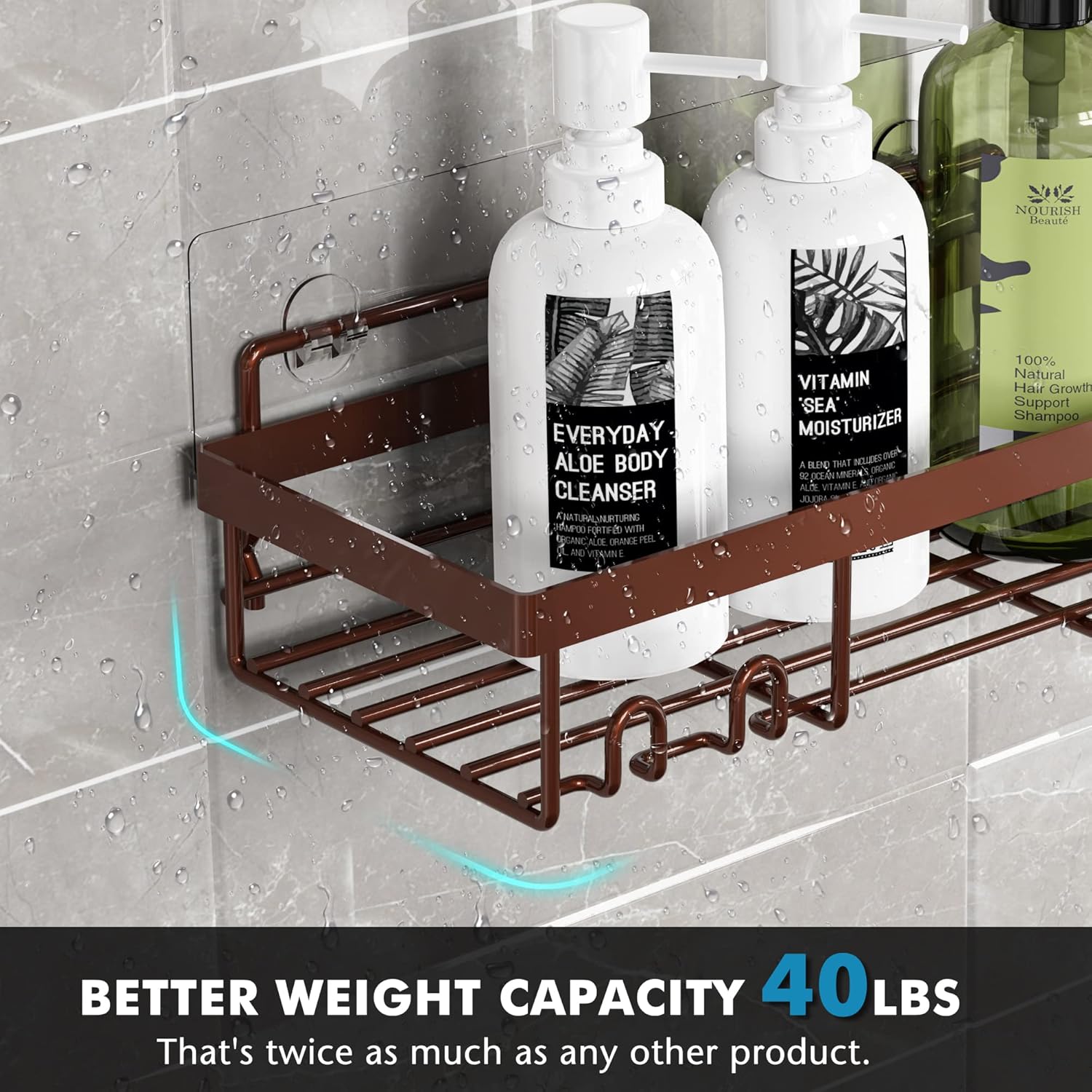 Double-Shower Caddy Organizer Sturdy Metal Durable Adhesive