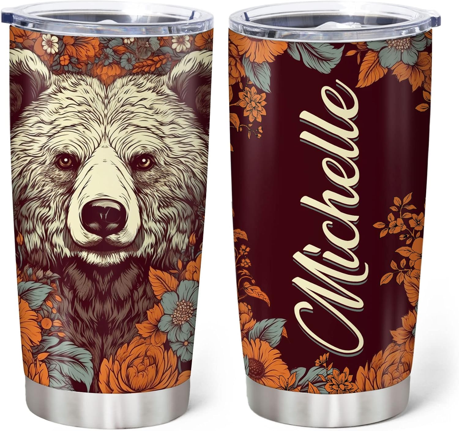 Personalized Stainless Steel Tumbler - Bear Lovers Give with Anti-Leak Lid