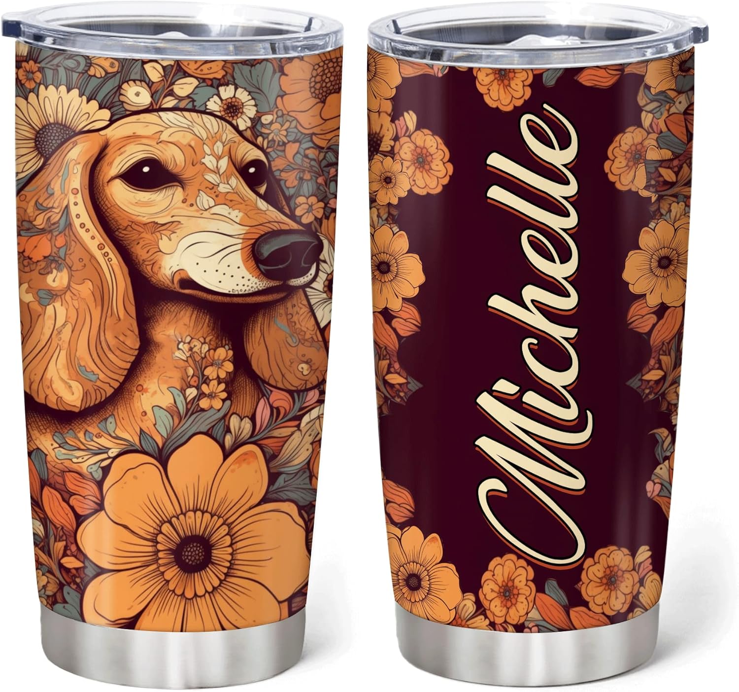 Hyturtle - Personalized Dog Tumbler - Stainless Steel Dog Lovers Gift for Women Kids