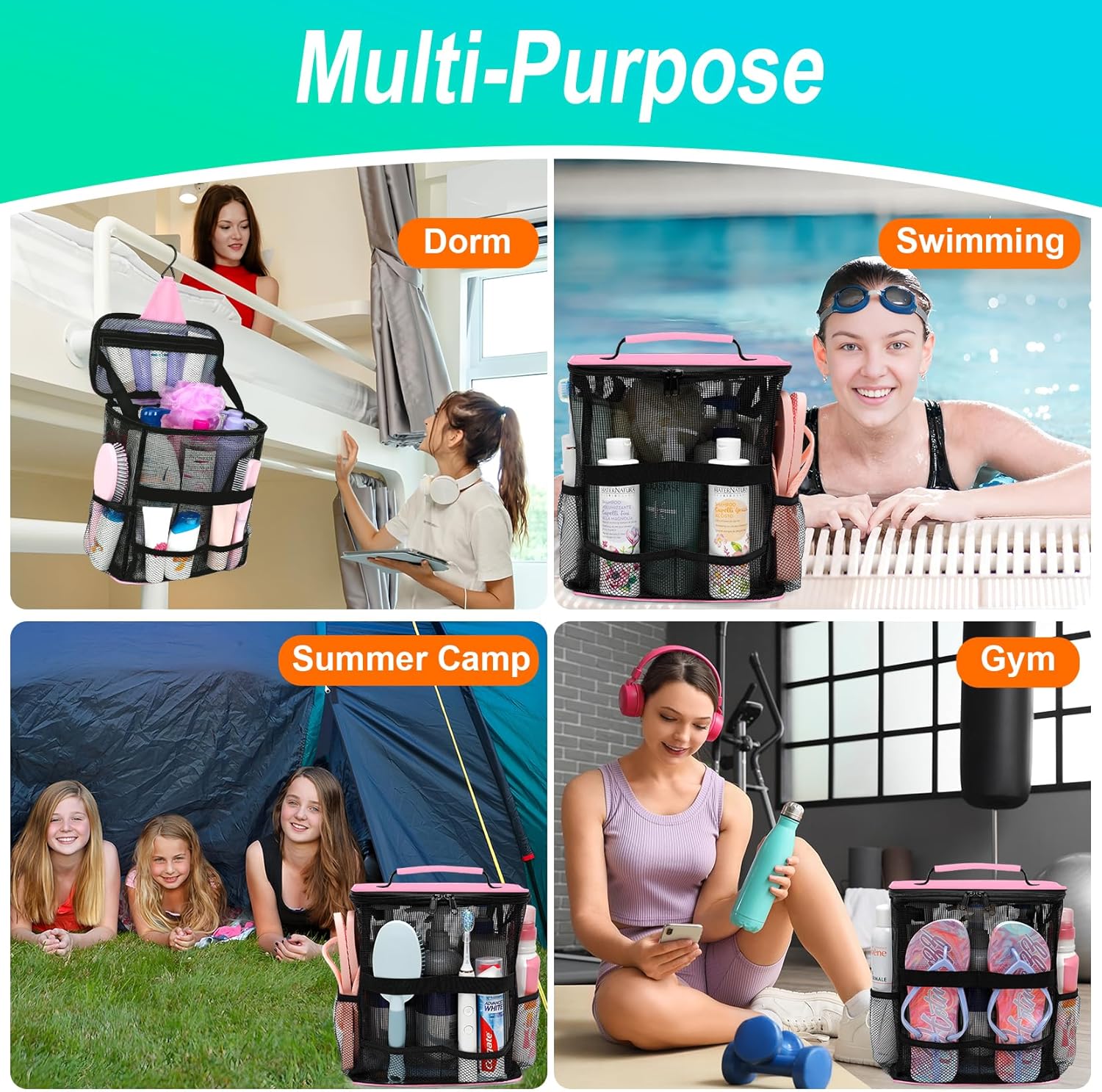 Effortless Mesh Shower Caddy for Girls