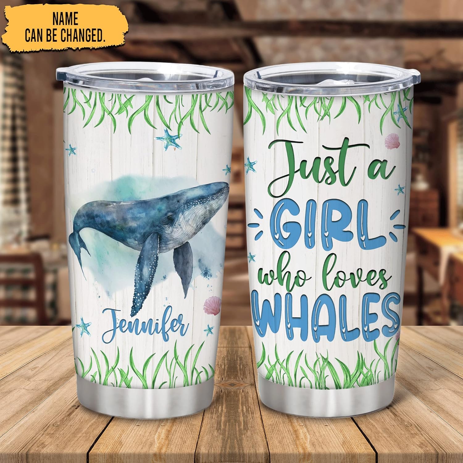 Hyturtle Custom Whales Stainless Steel Tumbler 20oz With Lid