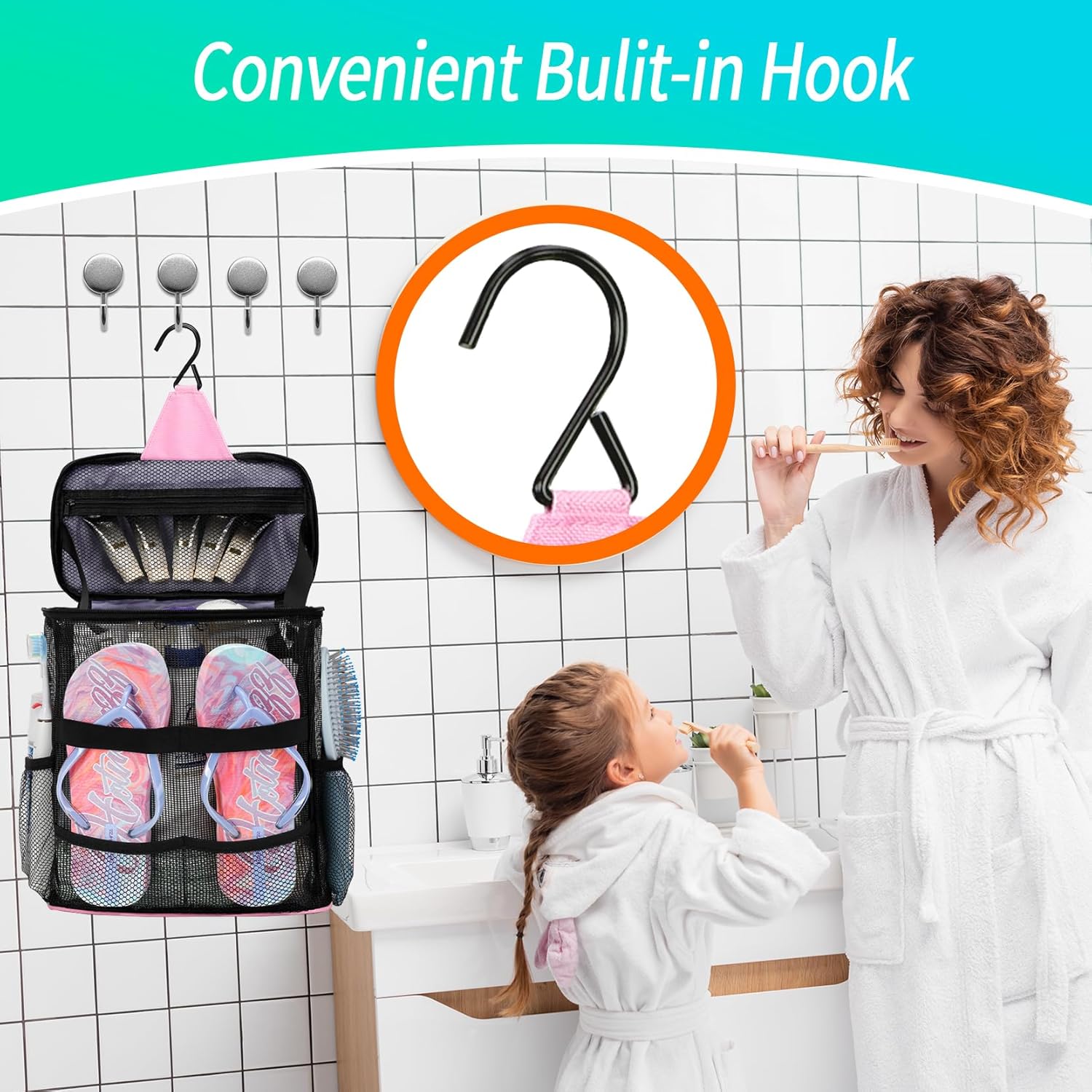 Effortless Mesh Shower Caddy for Girls