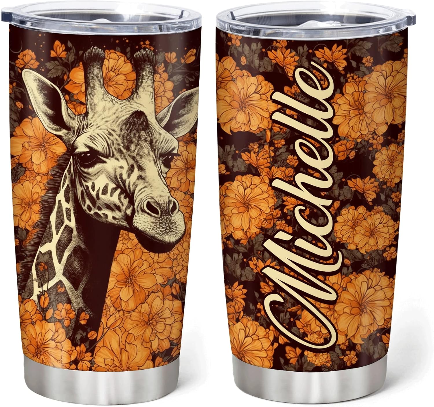 Giraffe Lovers 20oz Tumbler Gift Stainless Steel with Straw Lid Birthday Christmas Gift