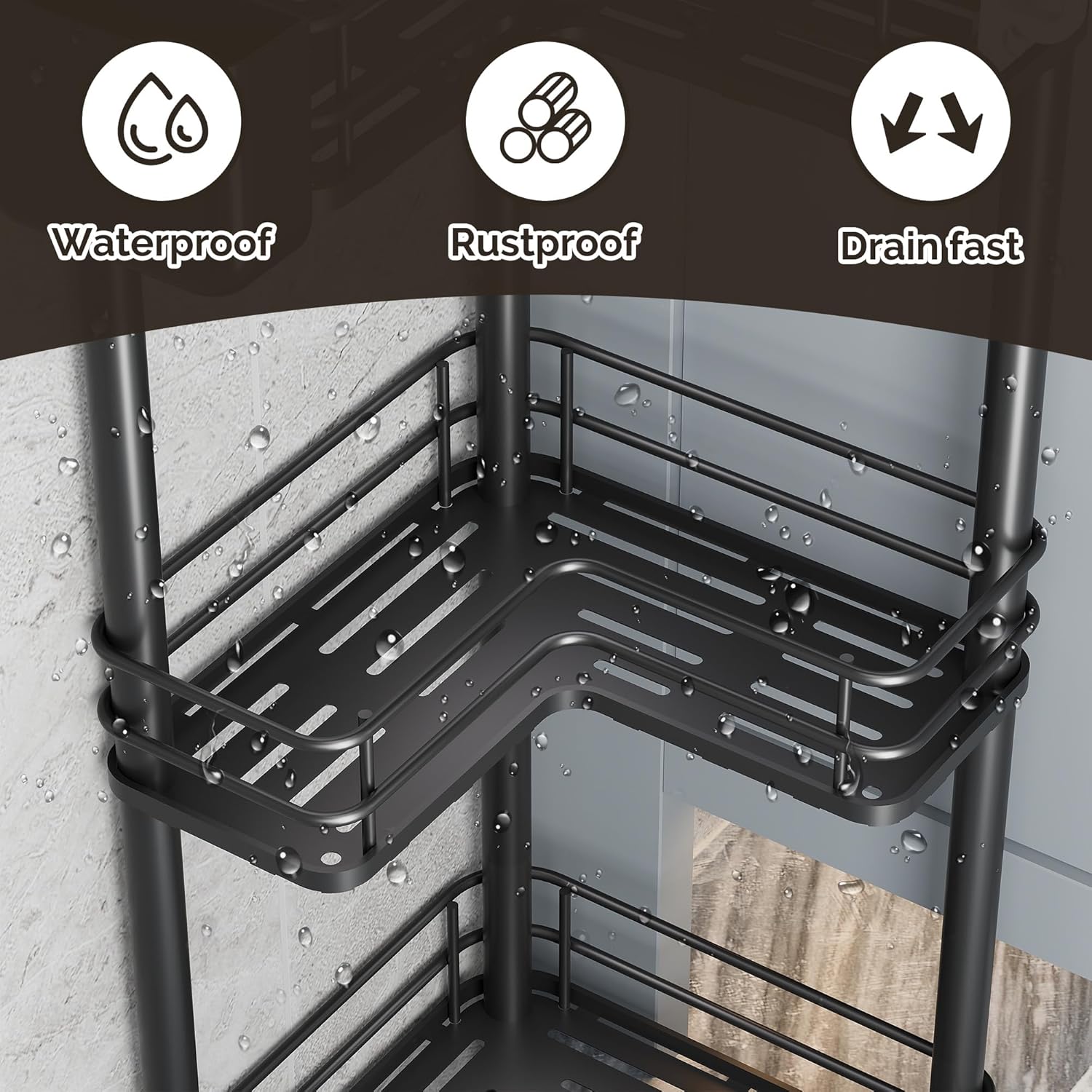 Orimade Rustproof 3 Tier Corner Shower Caddy