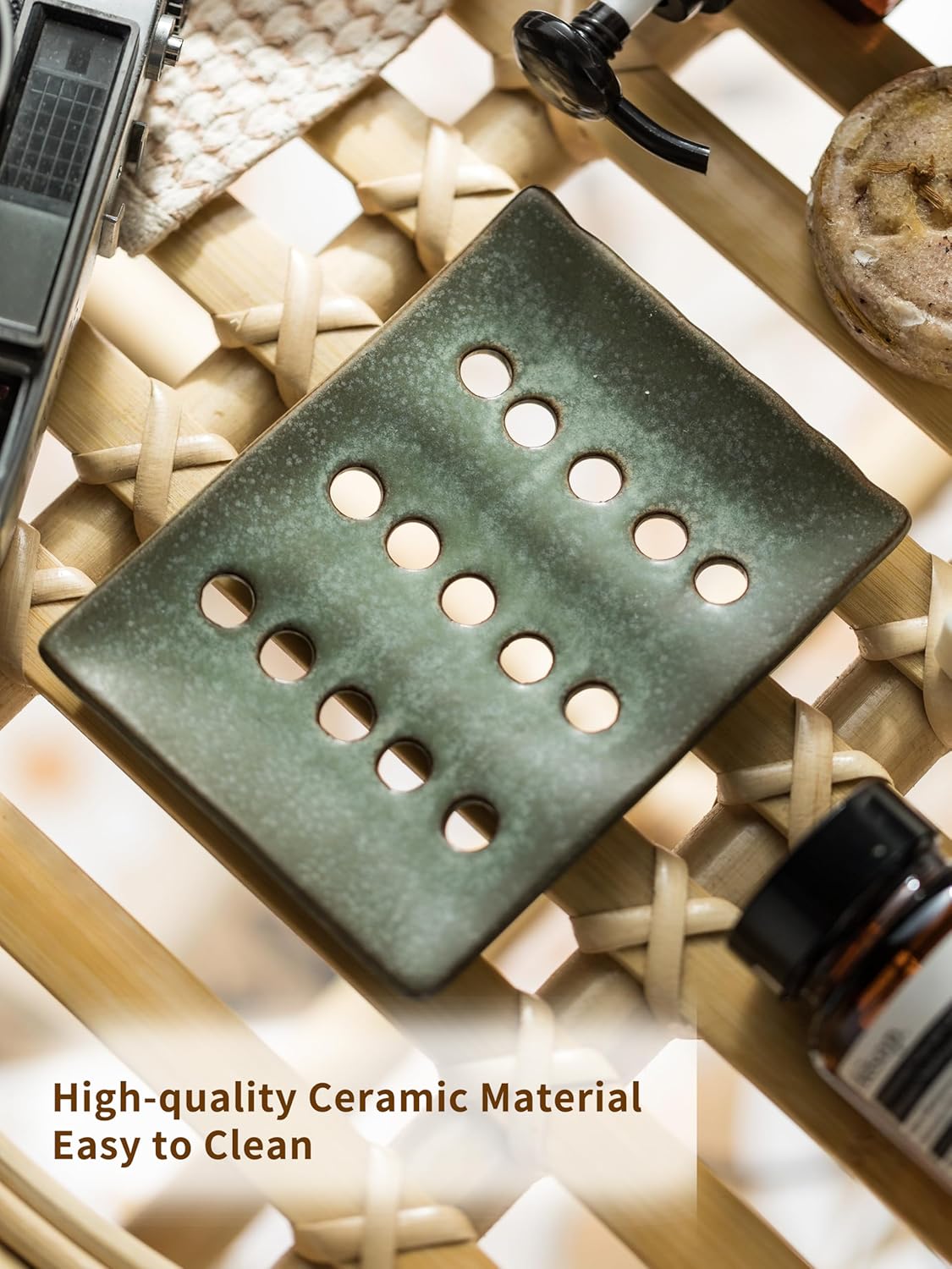 Ceramic Soap Dish with Self Drain for Shower