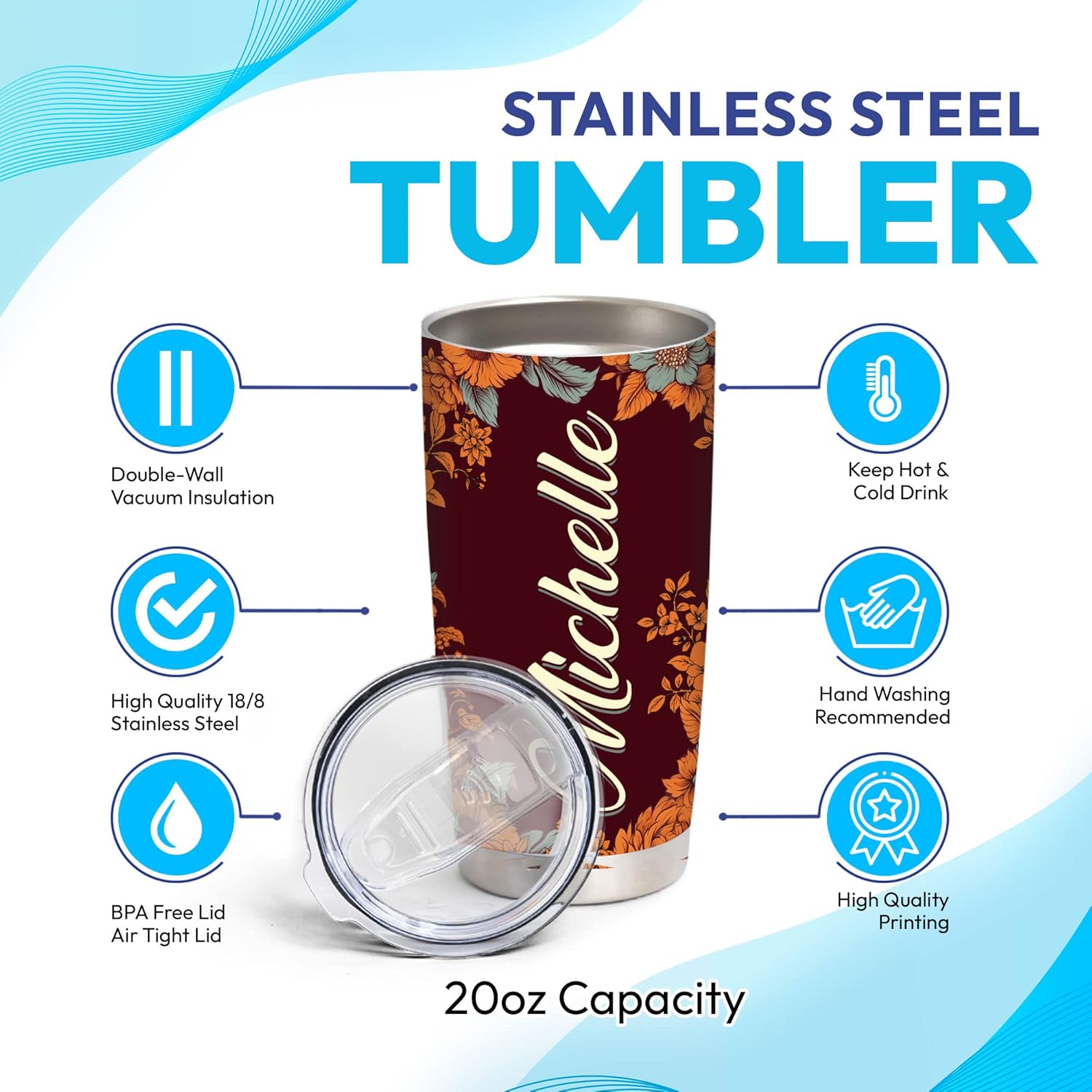 Personalized Stainless Steel Tumbler - Bear Lovers Give with Anti-Leak Lid