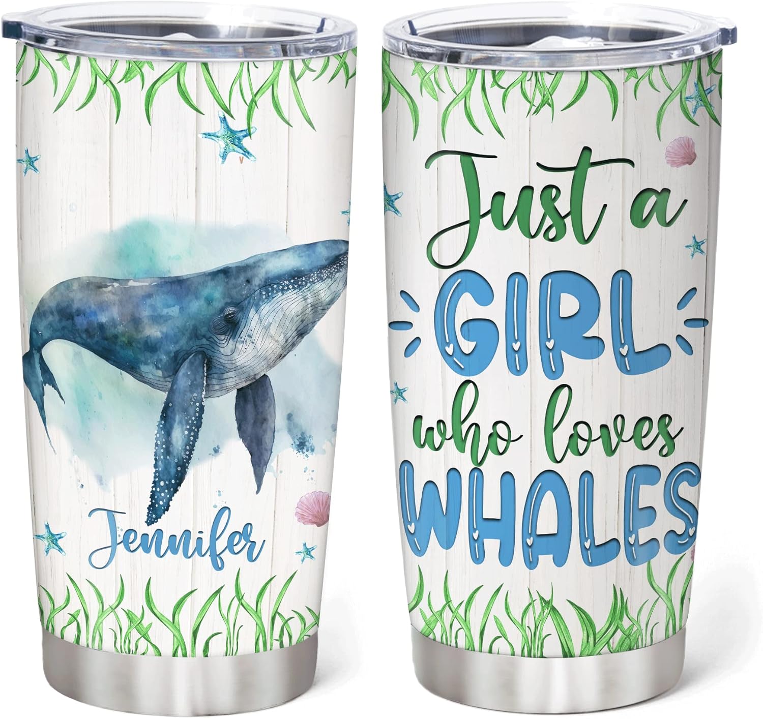 Hyturtle Custom Whales Stainless Steel Tumbler 20oz With Lid