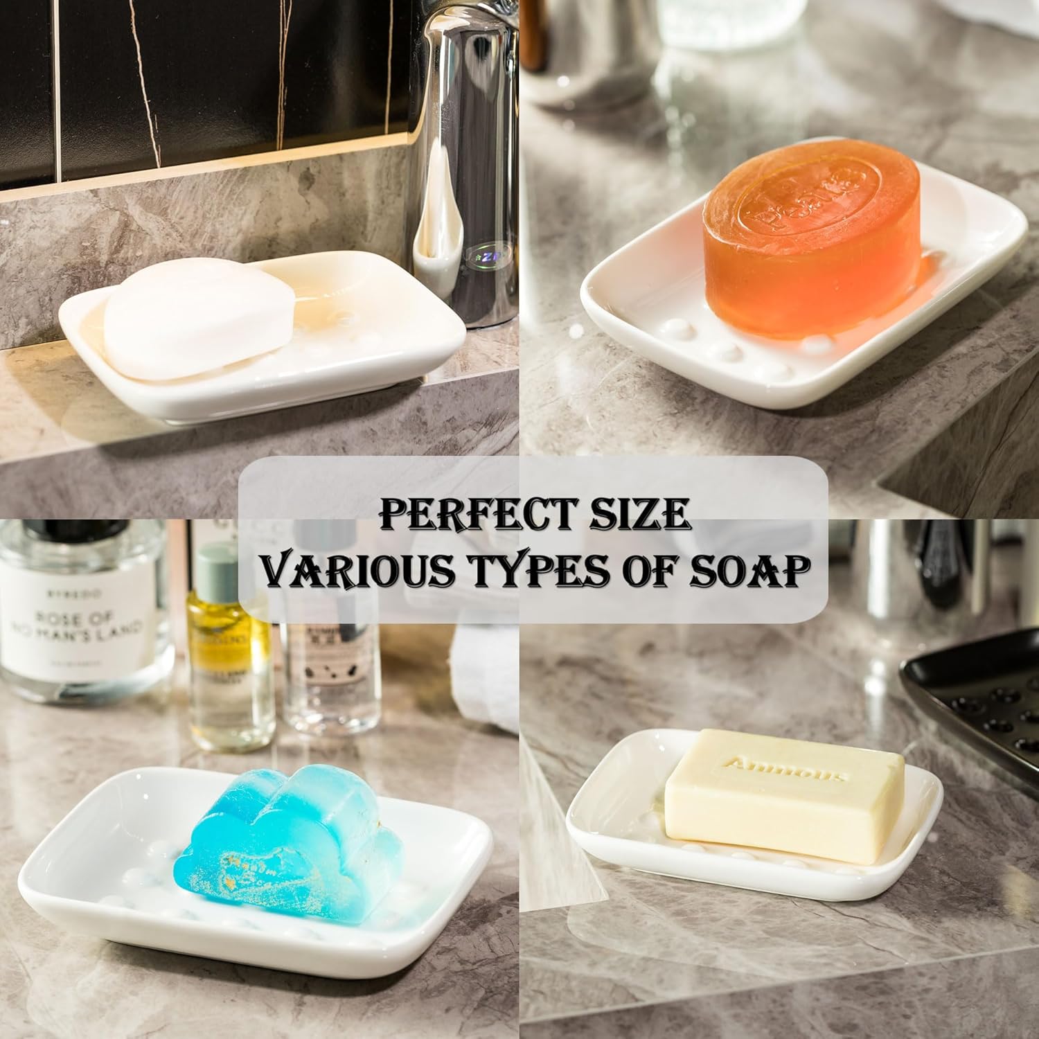 MiamoloSoap Dishceramic soap holder for bathroomkitchensinkslogical designnon-slip basewhite