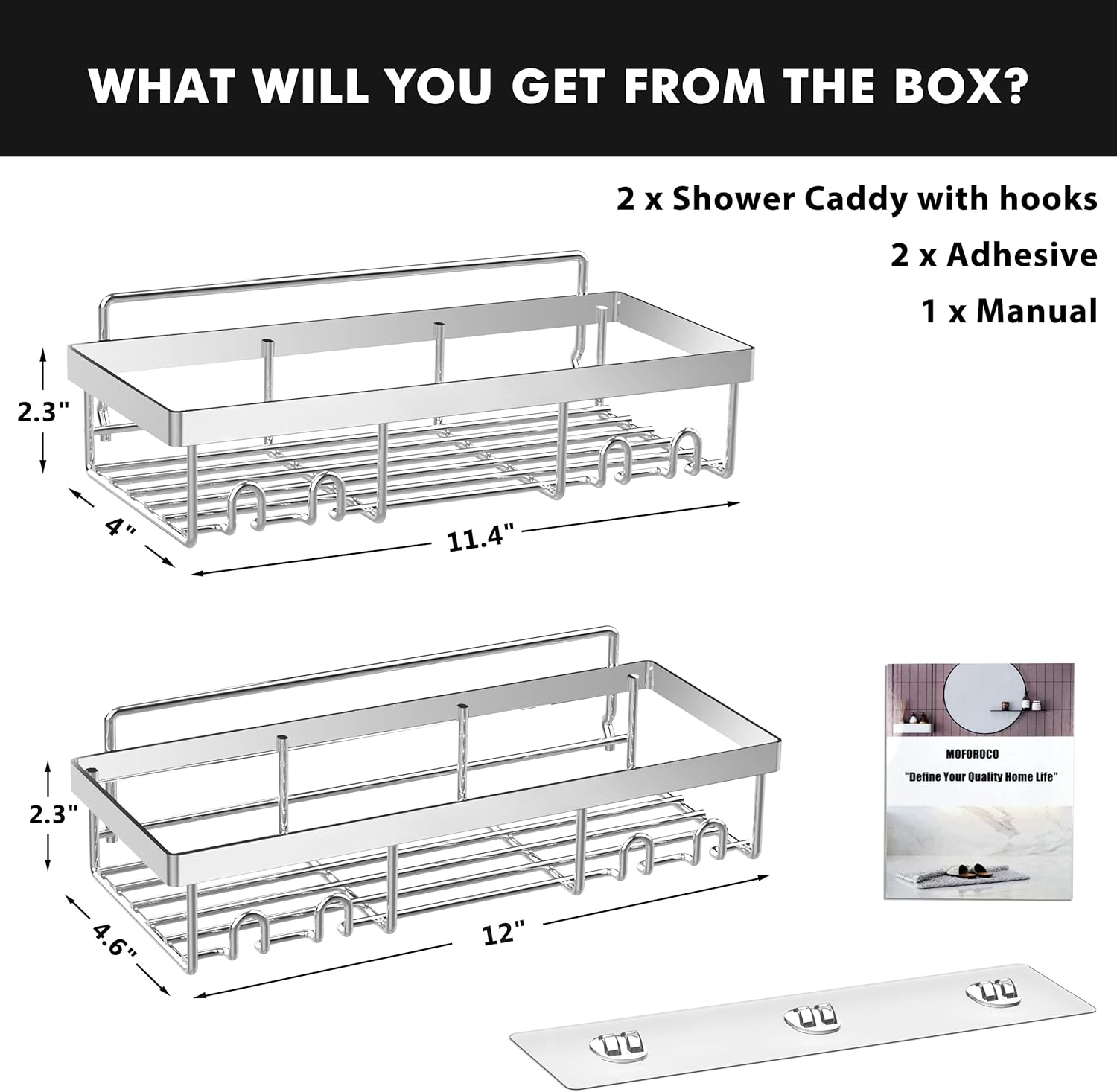 Moforoco Simple Black Organizer for Your Bathroom