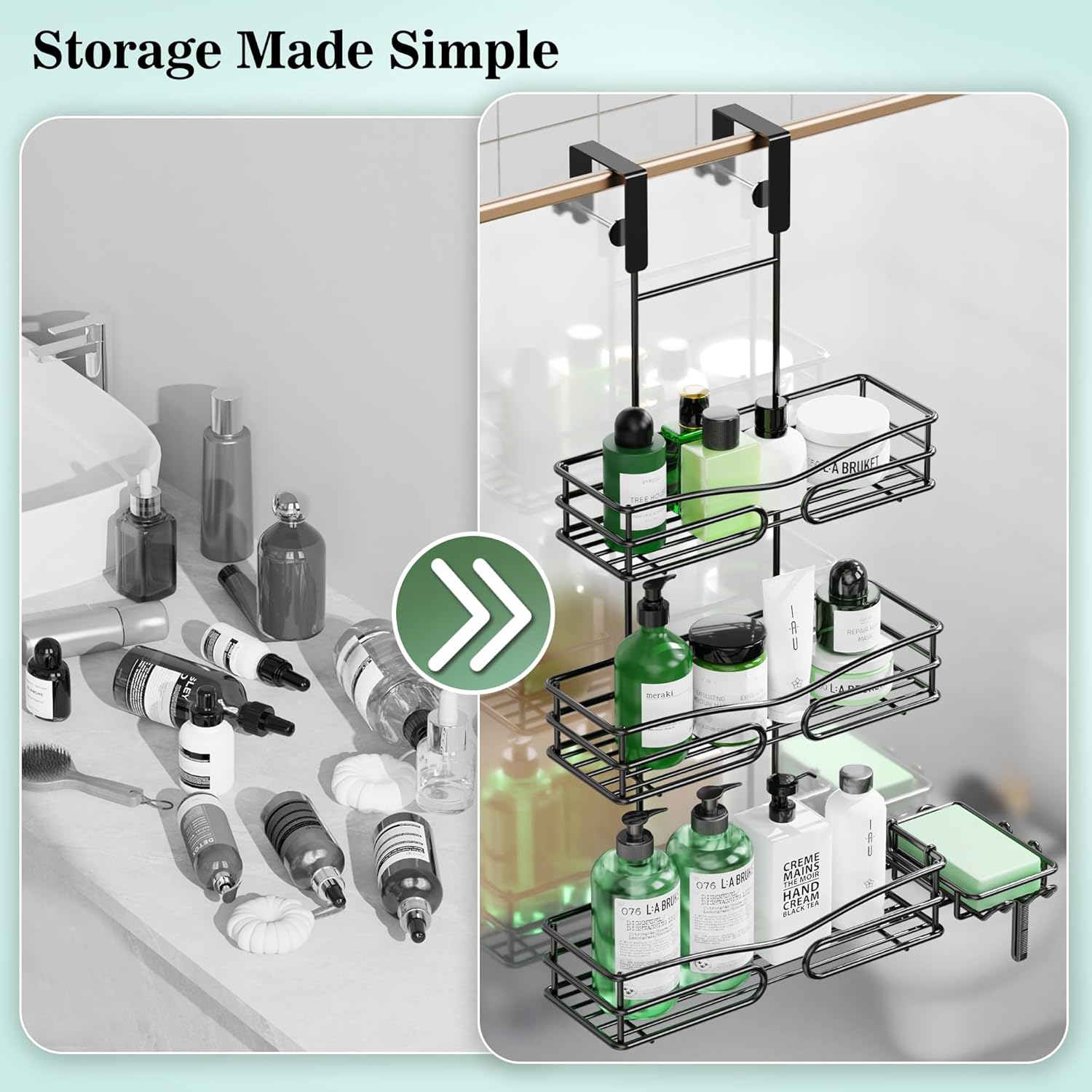 Adjustable Rust-Resistant over the Door Shower Caddy