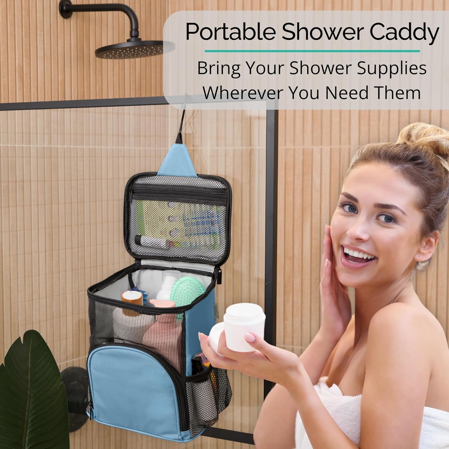 TERRA HOME Folding Metal Hook Shower Caddy for Dorms