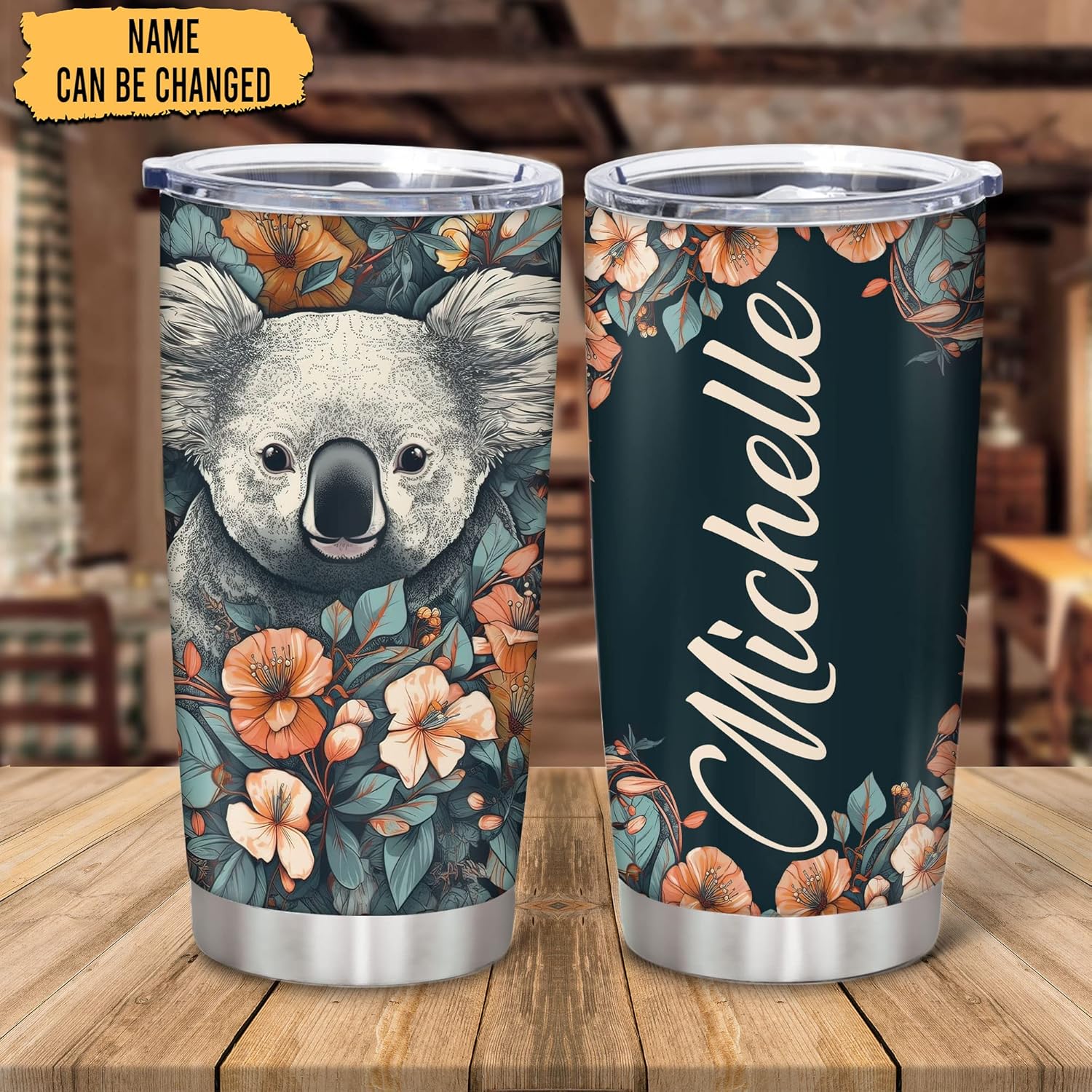 Hyturtle Personalized Koala Lover Stainless Steel Tumbler