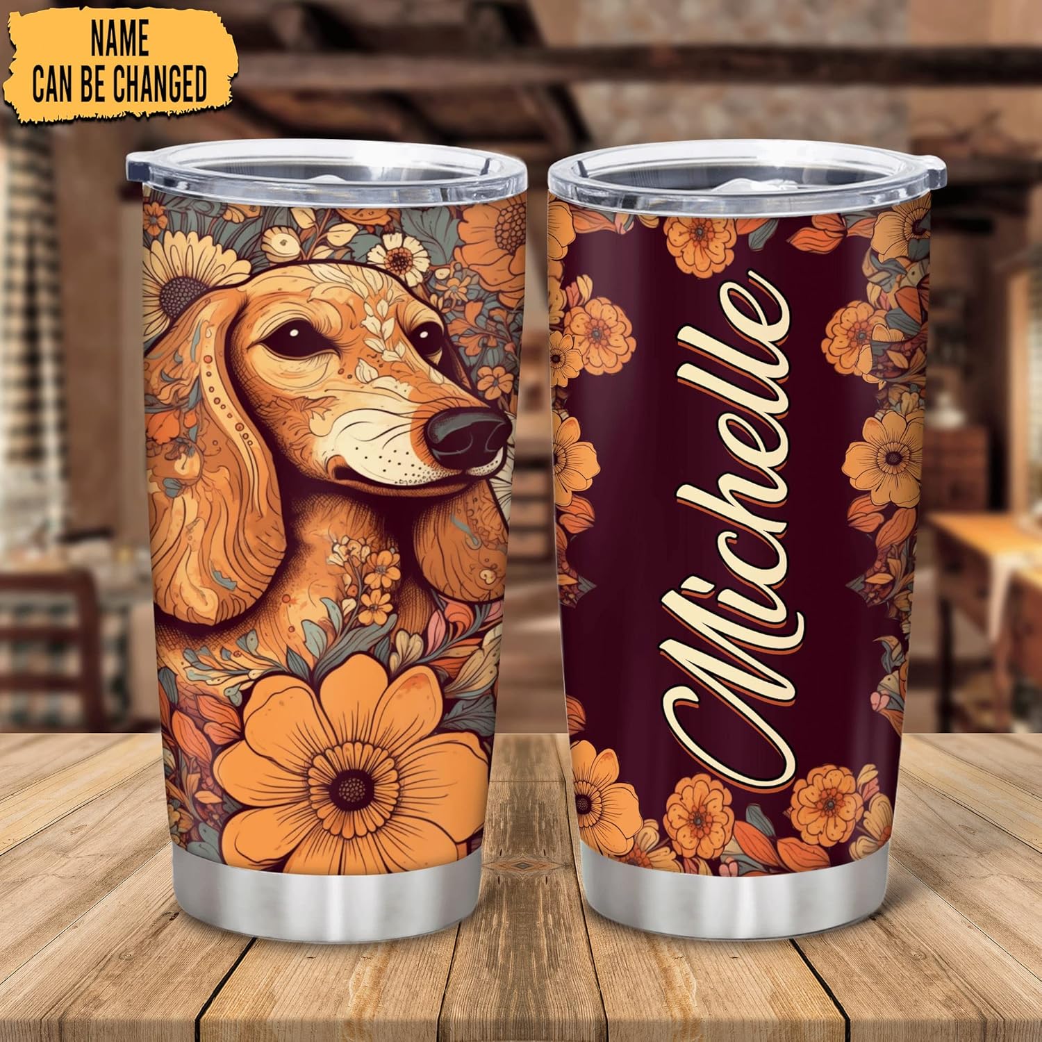 Hyturtle - Personalized Dog Tumbler - Stainless Steel Dog Lovers Gift for Women Kids